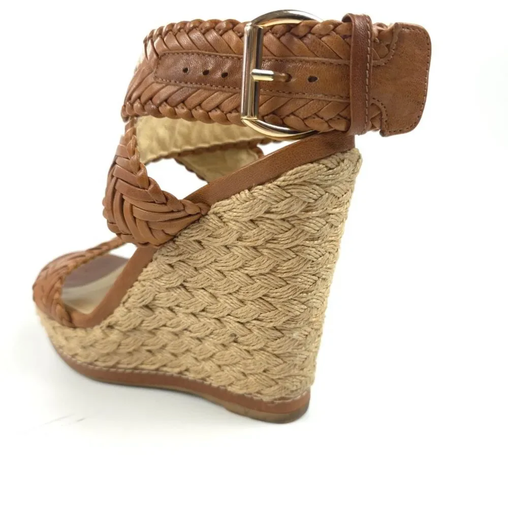 STUART WEITZMAN Elixir Wedge Espadrille Braided Leather Heels Beachy Boho Hippie